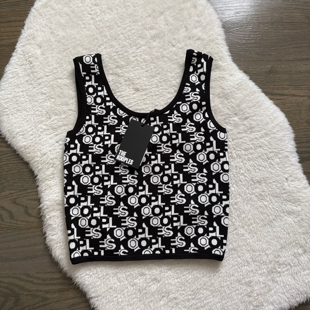 NWT THE KOOPLES black and white monochrome knit tank top - Picture 4 of 11